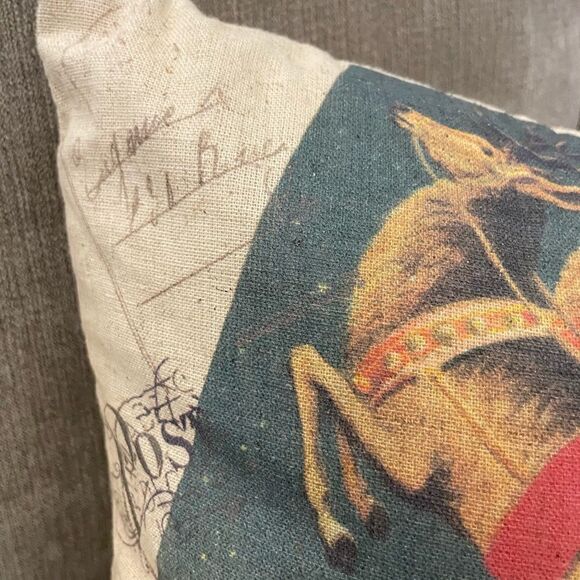 Primitives by Kathy Santa Reindeer Sled Christmas Pillow NWT - Picture 6 of 15